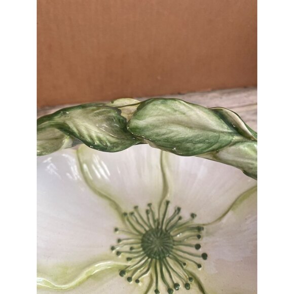 Intrada Italy Ceramic Majolica Flower Basket Bowl 1980s Pottery - Picture 8 of 9
